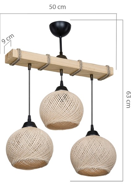 Bej Aspe 3lü Avize - Krem Yumak Toplu/salon-Oturma Odası-Çocuk Odası-Yemek Odası-Mutfak-Antre-Hol fırsatları