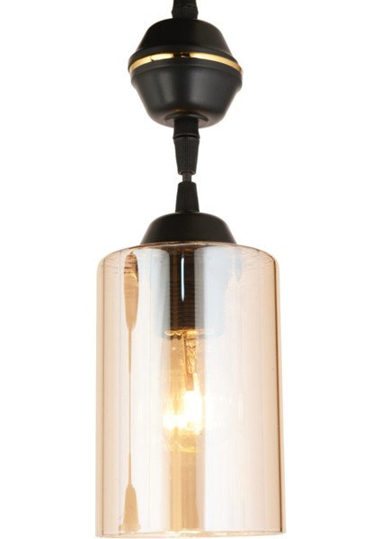 E27 Sarkıt Tepsi 3'lü Siyah Silindir Cam Modern Aşağı Bakan Avize Metal Modern 81-90 cm Siyah 3 modelleri