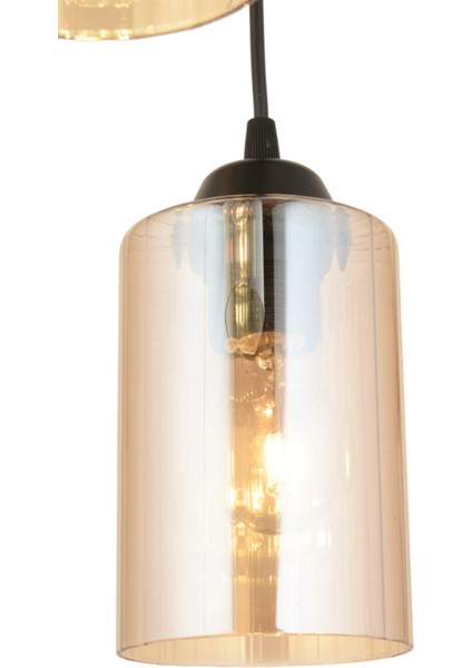 E27 Sarkıt Tepsi 3'lü Siyah Silindir Cam Modern Aşağı Bakan Avize Metal Modern 81-90 cm Siyah 3 fırsatları