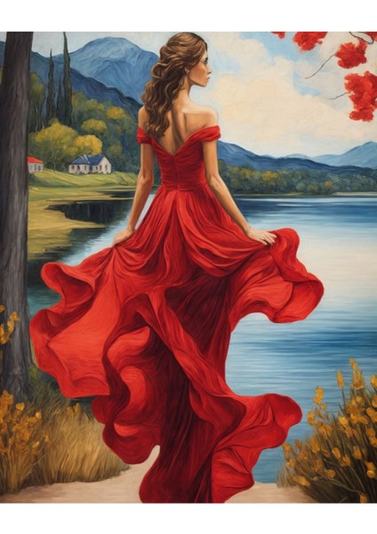 Renkli Baskılı Sayılarla Boyama Hobi Seti (Çerçeveli-Büyük Boy) 95X125 Cm: Denize Yürüyüş 2