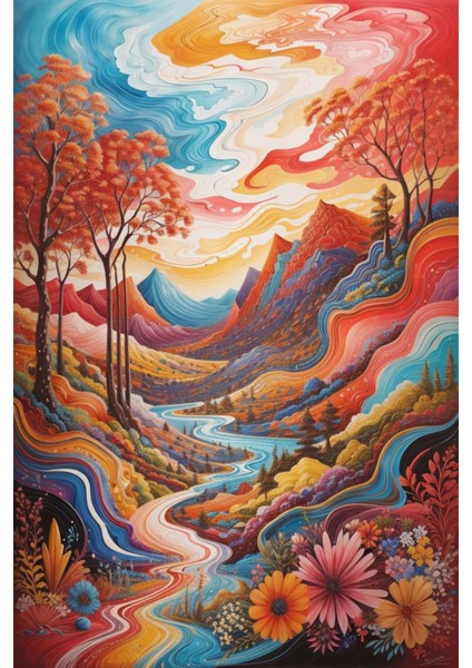 Renkli Baskılı Sayılarla Boyama Hobi Seti (Çerçeveli-Büyük Boy) 95X125 Cm: Doğanın Rengi