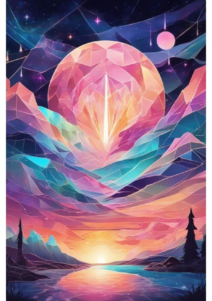Renkli Baskılı Sayılarla Boyama Hobi Seti (Çerçeveli-Büyük Boy) 95X125 Cm: Gün Batımı 2