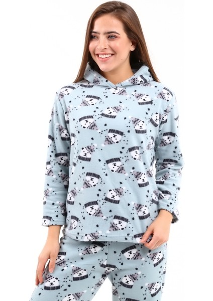 Kutup Ayısı Temalı Yumuşak Polar Kadın Pijama Takımı