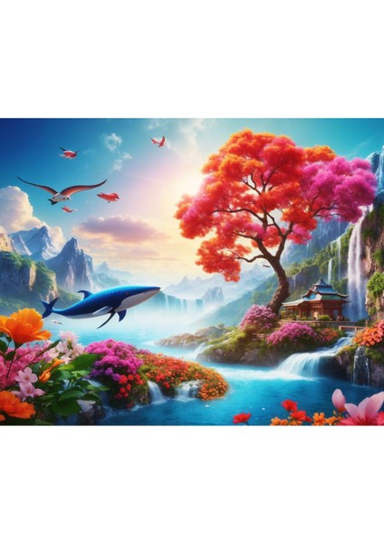Renkli Baskılı Sayılarla Boyama Hobi Seti (Çerçeveli-Büyük Boy) 95X125 Cm: Doğanın Rengi 3