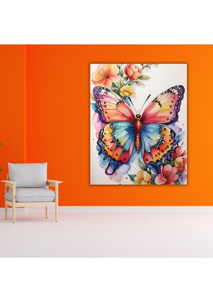 Renkli Baskılı Sayılarla Boyama Hobi Seti (Çerçeveli-Büyük Boy) 95X125 Cm: Renkli Kelebek