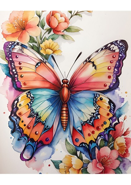 Renkli Baskılı Sayılarla Boyama Hobi Seti (Çerçeveli-Büyük Boy) 95X125 Cm: Renkli Kelebek fiyatları