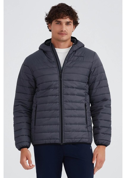 Essential Synthetic Fill Jacket Kapüşonlu Şişme Erkek Mont Gri