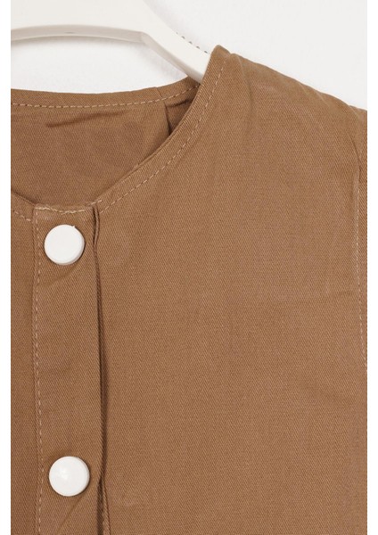 Bisiklet Yaka Sıfır Kol Cıtcıt Dugmelı Sapkalı Kahverengi Renk Kız Çocuk Elbıse fiyatları