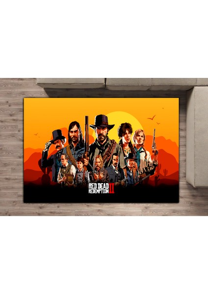 Yıkanabilir Kaymaz Taban Nostaljikrockstar Games Red Dead Redemption Desenli Çocuk Genç Odası Oyuncu Halısı