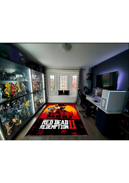 Get Carpet Yıkanabilir Kaymaz Taban Nostaljikrockstar Games Red Dead Redemption Desenli Çocuk Genç Odası Oyuncu Halısı