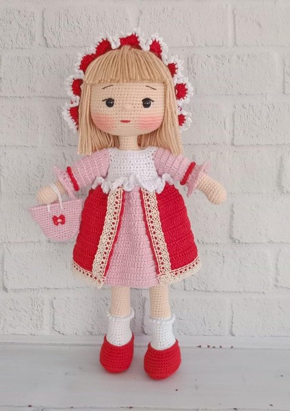 Pembe Yaban Gülü Bebek Amigurumi Organik Oyuncak