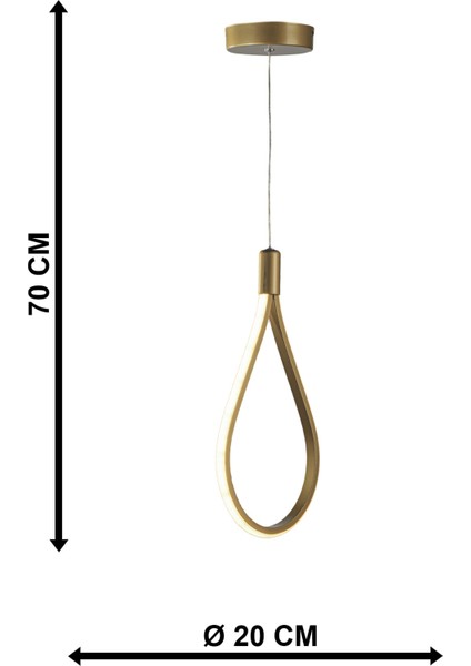 Metal Tekli Üç Renk Ledli Eskitme Avize 71-80 cm 1 Ledli Tek Ebat E27 Altın