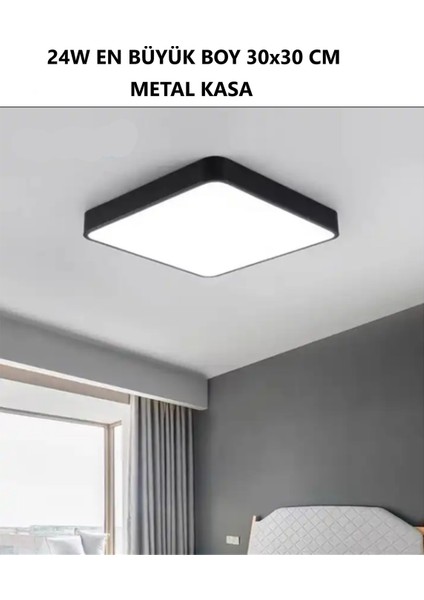 30 30X30CM Büyük Boy 24W Metal Siyah Kasa Tavana Sıfır LED Panel Armatür Avize 6500K Beyaz Işık Ev