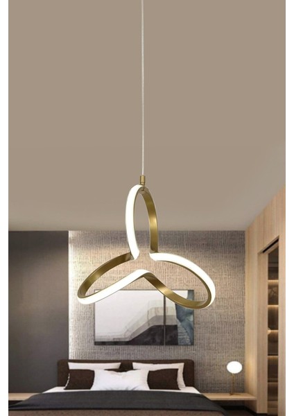 Beyaz Orjinal Yonca Modern Gold Kasa Beyaz Işık LED Avize Yonca Ledli Avize 30 x 30 Gu5.3 Modern 1