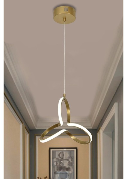 Beyaz Orjinal Yonca Modern Gold Kasa Beyaz Işık LED Avize Yonca Ledli Avize 30 x 30 Gu5.3 Modern 1