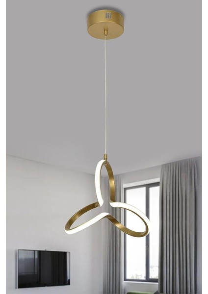 Beyaz Orjinal Yonca Modern Gold Kasa Beyaz Işık LED Avize Yonca Ledli Avize 30 x 30 Gu5.3 Modern 1