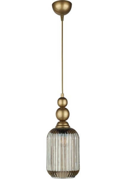 Gri Vamos Tekli Avize Eskitme Füme Cam Modern E27 Metal 1 Tek Ebat 61-70 cm
