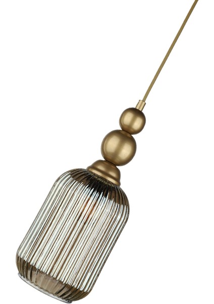 Gri Vamos Tekli Avize Eskitme Füme Cam Modern E27 Metal 1 Tek Ebat 61-70 cm
