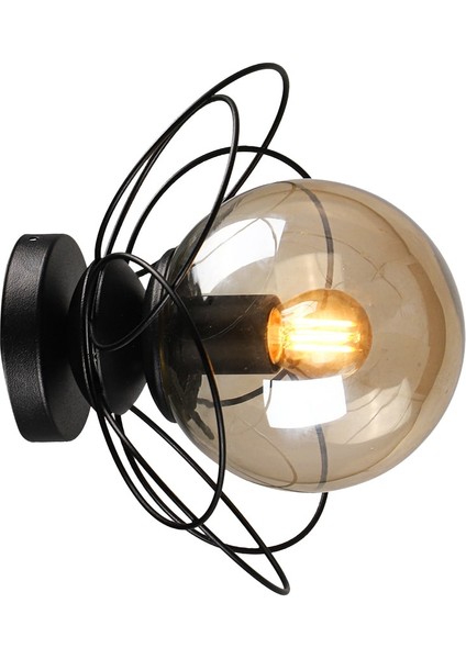 Tek Ebat Alaca Tavan Montaj Tekli Avize Siyah Bal Cam Modern Metal 1 20 -34 cm Siyah E27