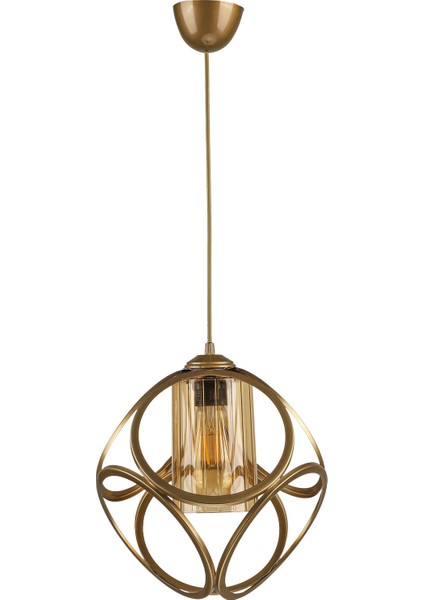 71-80 cm Aydın Tekli Avize Eskitme Bal Akrilik 1 Modern Tek Ebat Metal Sarı E27