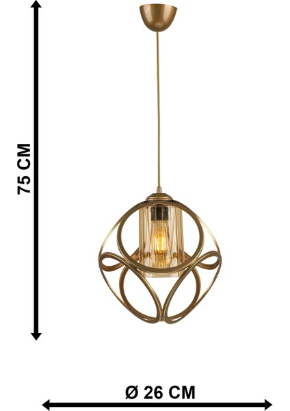 71-80 cm Aydın Tekli Avize Eskitme Bal Akrilik 1 Modern Tek Ebat Metal Sarı E27