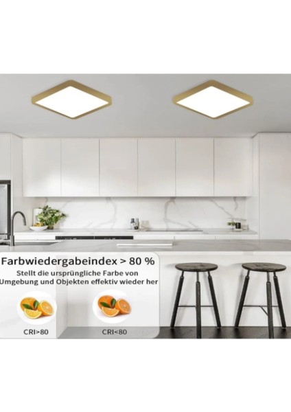 35 - 50 Kare 24W Büyük Boy Gold Kasa Altın Renk Tavana Sıfır Plafonyer LED Armatür Avize Aplik Lamb fiyatları