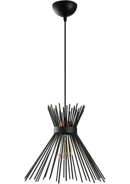 71-80 cm Küçük Kirpi Retro Rustik Modern Metal Salon - Mutfak - Cafe Siyah Tekli Sarkıt Avize 1 Rus