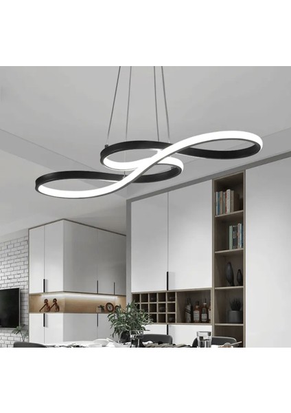 61-70 cm Modern Sarkıt Power LED Avize Siyah Concept Ürün Beyaz Işık 45 x 32 E10 Metal Modern Salon