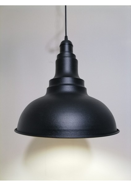 Mutfak Retro Rustik Mutfak,cafe Için Siyah Tekli Metal Sarkıt Çap: 34CM Siyah Metal Modern 1 E27