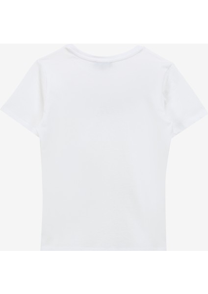 Beyaz Kız Çocuk Bisiklet Yaka Baskılı T-Shirt Rogers Gırl fiyatları