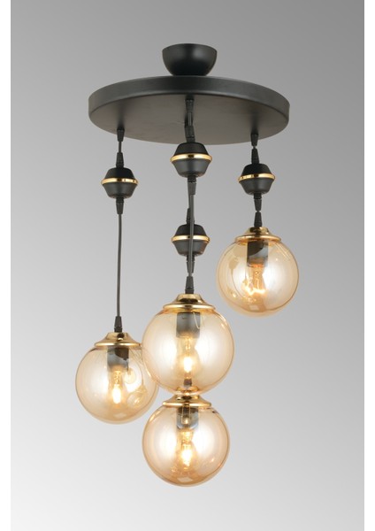 20 Sarkıt Tepsi Siyah 4'lü Bal Glop Camlı Aşağı Bakan Lüks Avize 81-90 cm 4 Metal Siyah E27 Modern fiyatları