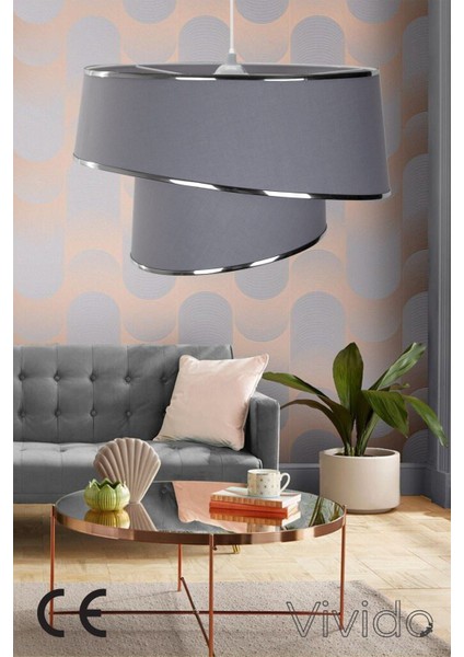 Gri Antrasit Orion Avize 1 E27 Salon / Oturma Odası 35 x 25 Modern Kumaş 35 - 50