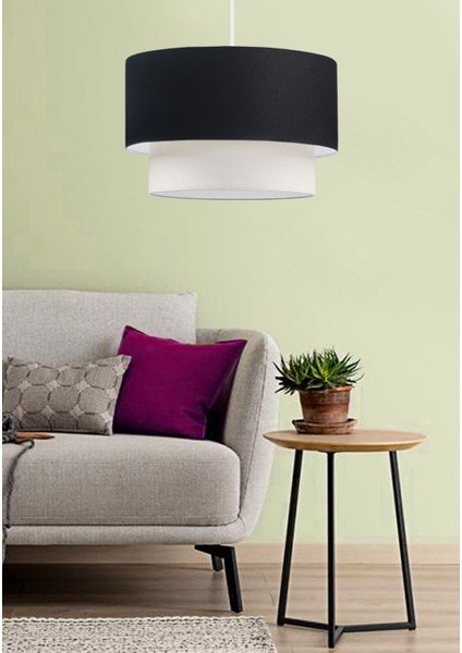 Kumaş Pasta Sarkıt Avize Siyah Kumaş AYD-2565 Modern Siyah 1