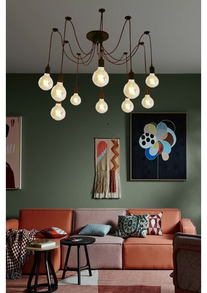 Siyah Kablolu Örümcek 10 Lu Siyah Tavana Monte Sarkıt Avize 10 modelleri