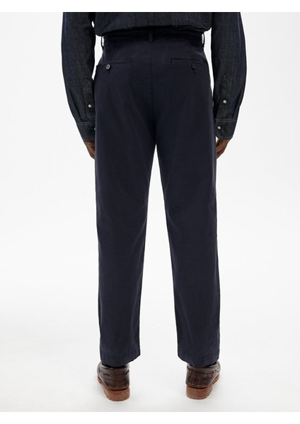 Erkek Düz Paça Slım Lacivert Pantolon modelleri