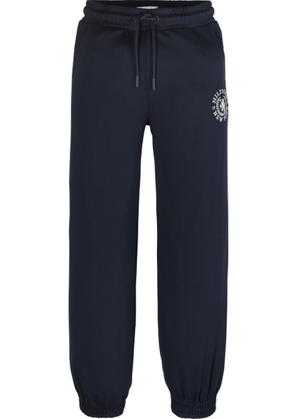 Lastikli Paça Lacivert Kadın Eşofman Altı Crest Logo Sweatpant