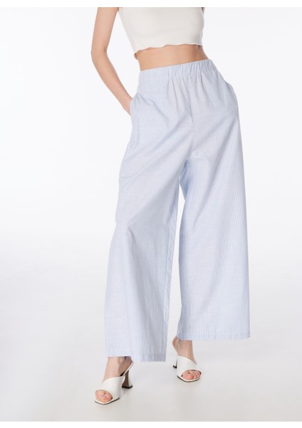 Mavi - Beyaz Kadın Lastikli Bol Kesim Pantolon FC4SL-PNT0141 fiyatları