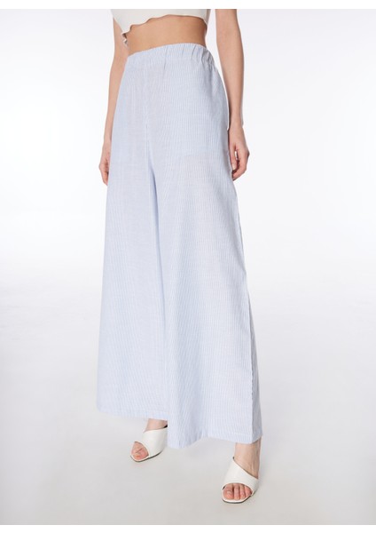 Mavi - Beyaz Kadın Lastikli Bol Kesim Pantolon FC4SL-PNT0141 modelleri