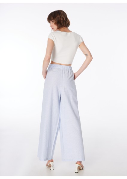 Mavi - Beyaz Kadın Lastikli Bol Kesim Pantolon FC4SL-PNT0141 indirimleri