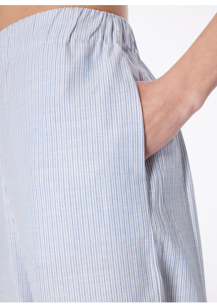 Mavi - Beyaz Kadın Lastikli Bol Kesim Pantolon FC4SL-PNT0141 fırsatları