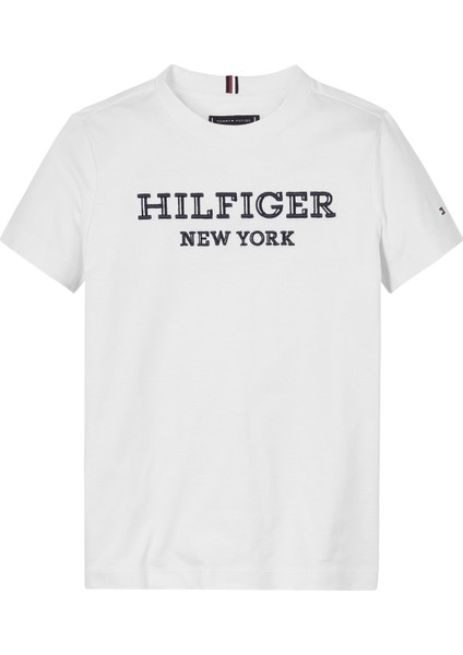 Tommy Hilfiger Baskılı Beyaz Erkek Çocuk T-Shirt New Monotype Tee S/s