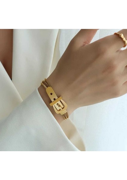 Kemer Model Gold Çelik Bileklik