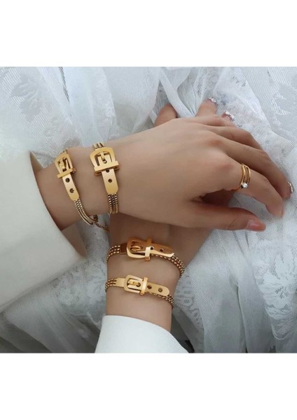 Kemer Model Gold Çelik Bileklik