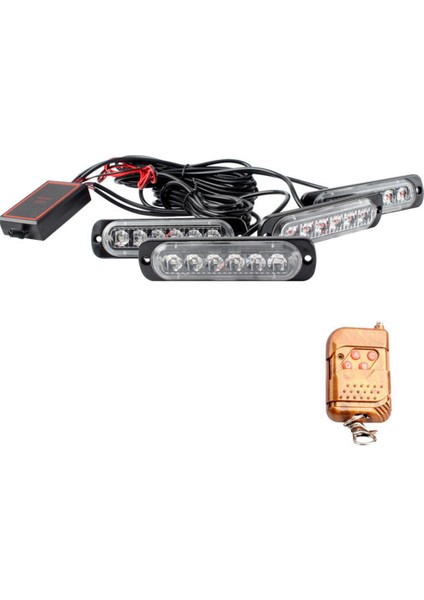 LED Strobe Kablosuz Işıklar Stroboskoplar 24LED Strobe Işık Araba 12V Römork Işıkları Kamyon Strobe Lambası (Beyaz Işık) (Yurt Dışından)