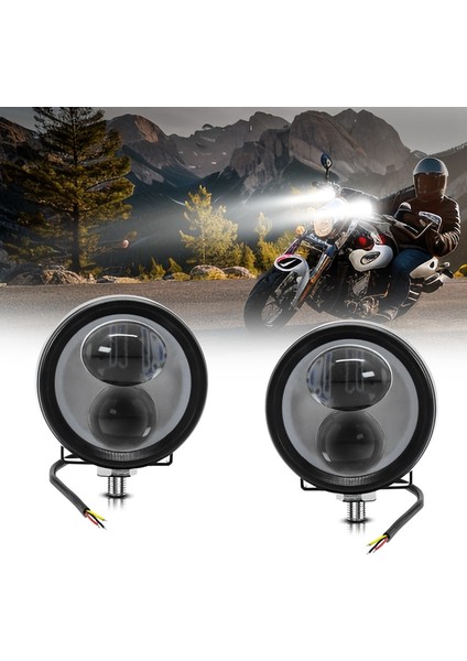 Motosiklet Spotları Çift Renkli Lazer Farlar Sis Farları Araçlar Için Çalışma Işığı Kamyon Motosiklet Scooter Atv (Yurt Dışından)
