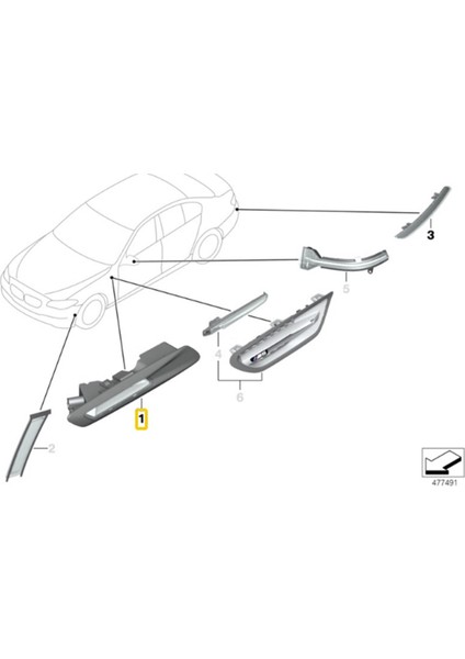 Araba Yan Sinyal Lambası 63137154169 63137154170 5 Serisi F10 F11 F18 2011-2013 Yardımcı Dönüş Sinyali Lambaları (Yurt Dışından)