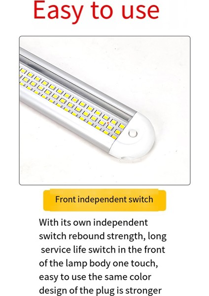 120LED Araç Iç Işık Çubuğu Şerit On/off Anahtarı ile Kamyon Rv Van Kamyon Tekne Karavan Okuma Lambası 12 V-85 V 2 Adet (Yurt Dışından)