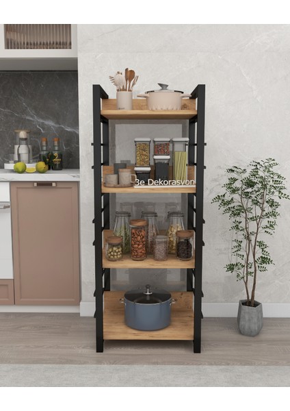 Mutfak Dolabı Raflı Çok Amaçlı Düzenleyici Kiler Rafı Banyo Rafı Kahve Köşesi Kahverengi 137 cm Mdf