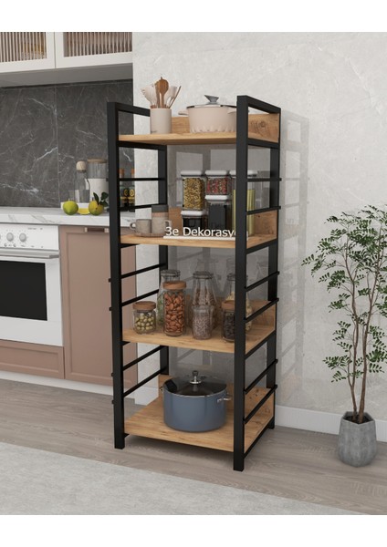Mutfak Dolabı Raflı Çok Amaçlı Düzenleyici Kiler Rafı Banyo Rafı Kahve Köşesi Kahverengi 137 cm Mdf indirimleri