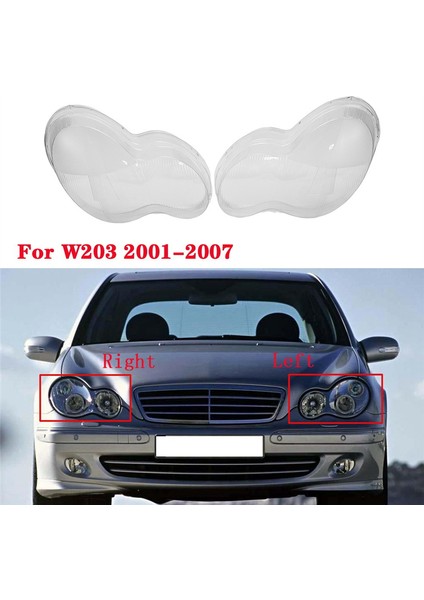 Araba Far Şeffaf Lens Abajur Kapağı W203 C-Sınıfı Sedan 2001-2007 Için Fit (Yurt Dışından)
